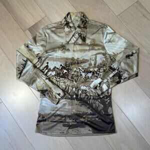 Vintage Nik Nik Riding To Hounds Button Up Shirt 70s Long Sleeve Men’s Medium